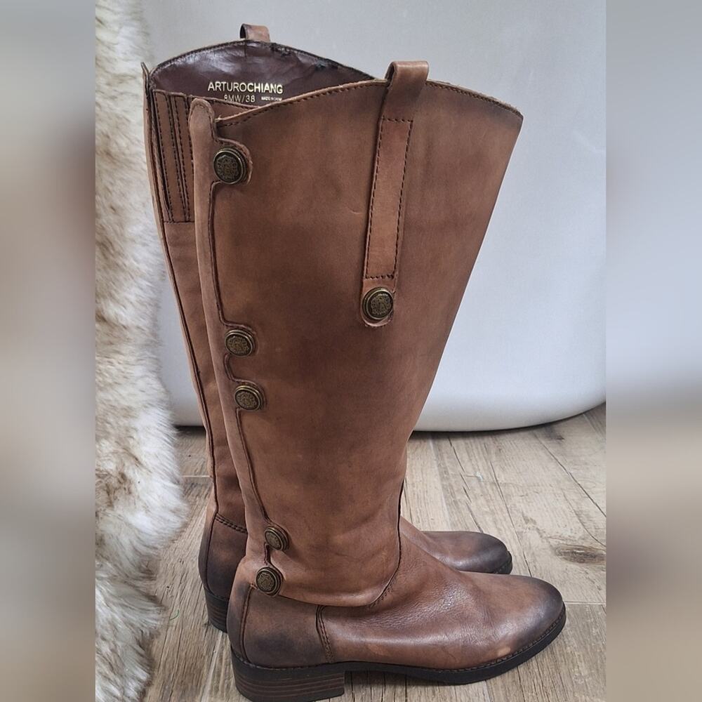 Arturo Chiang Brown Leather Knee-High Boots Sz. 8